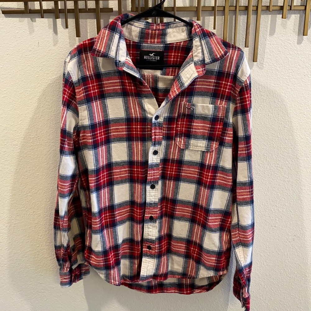 Men’s Hollister Red and White Heavy Flannel